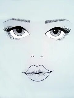 a drawing of a woman's face with long eyelashes.