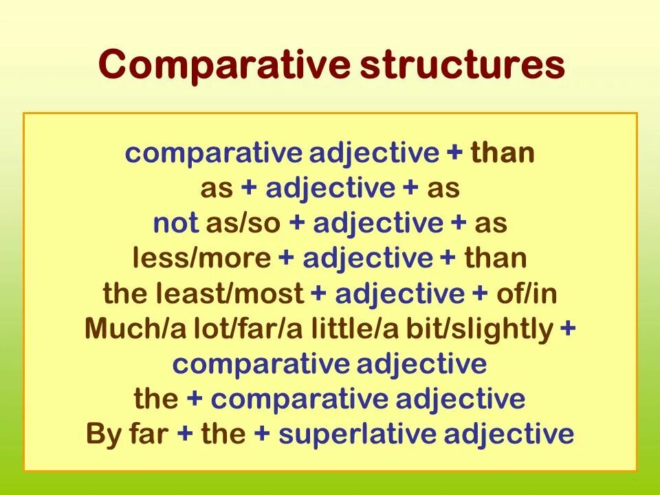 Comparative structures в английском. Comparison of adjectives. Конструкция as as в английском. Comparatives в английском языке. Superlative adjectives far