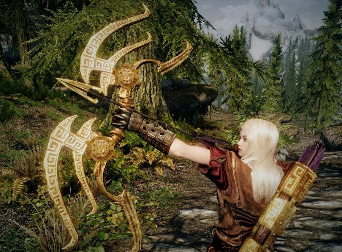 Скайрим мод змеиный лук. Лук скоя'таэлей ведьмак. Скайрим мод на кремневые ружья и пистолеты. Skyrim оружие хрустальной. Skyrim охотничий лук.