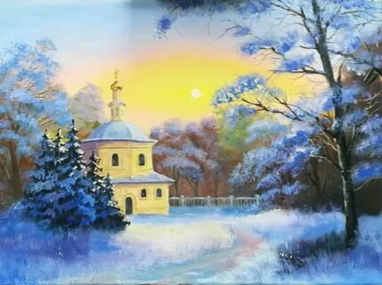 Зимний храм картина