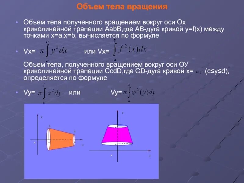 Объем тела образованного вращением трапеции вокруг оси ох. Формула объема тела вращения вокруг оси ох. Объем тела вращения вокруг оси ох ограниченной линиями. Вычислить объем тела вокруг оси ОУ.