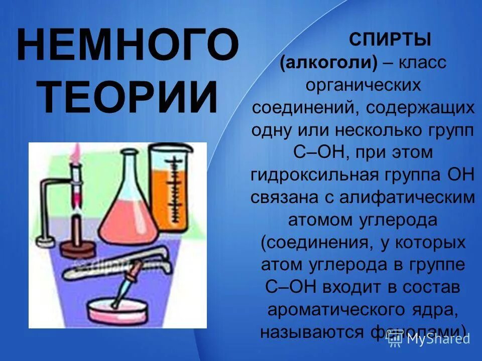 Химическое соединение спирта. Определение спиртов.