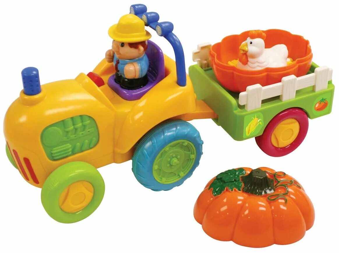синий трактор мультсериал синий трактор. трактор фермера kiddieland 049726. для малышей трактор. трактор мультик. Kiddieland игрушки трактор с тыквой.