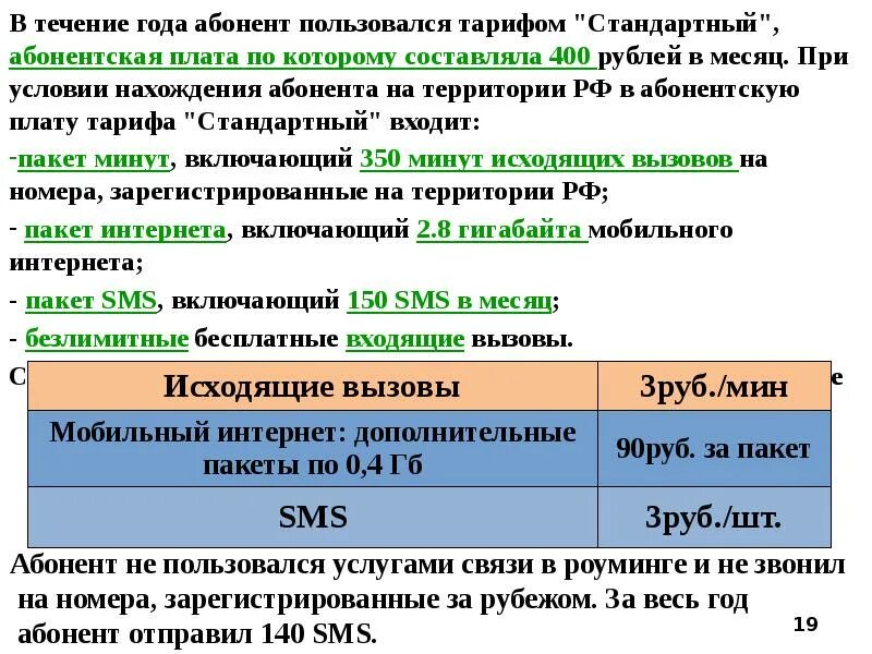 Плата за телефон составляет 350 рублей. В течение года абонент пользовался тарифом стандартный. В течение года. Абонентская плата. Абонентская плата 400 рублей в месяц.