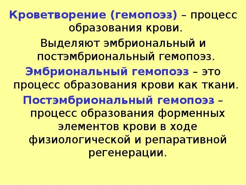 Эмбриональный гемопоэз. Процесс кроветворения. Процесс гемопоэза. Кроветворение в постэмбриональном периоде. Эмбриональный и постэмбриональный гемопоэз.