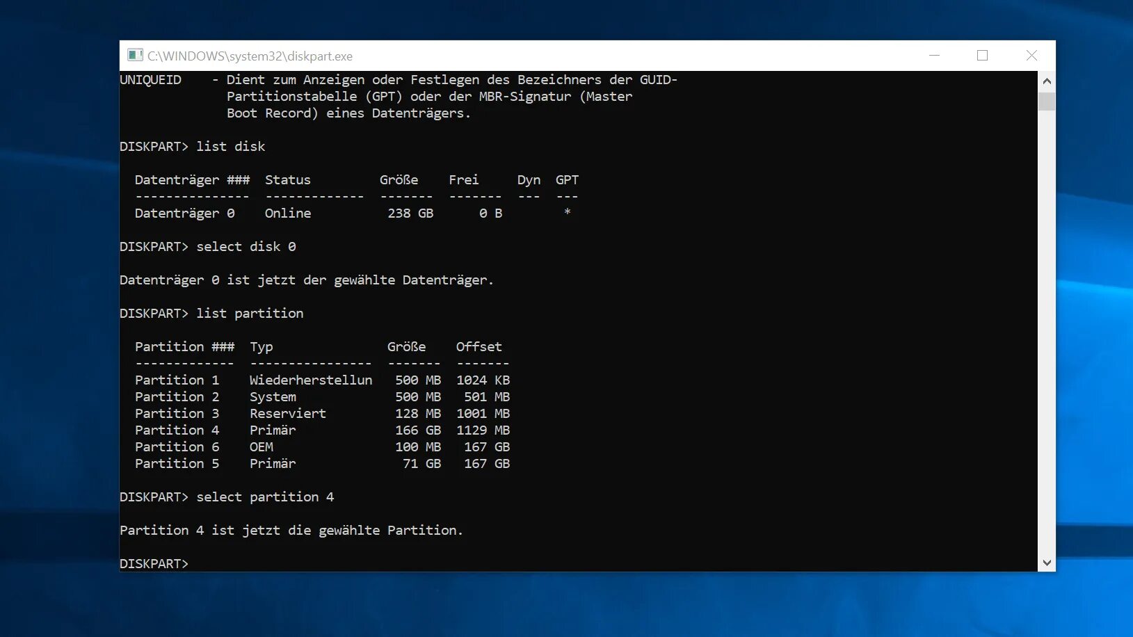 Разделы диска gpt windows 10