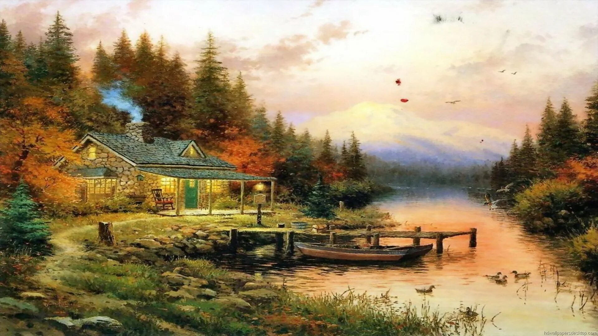 Обои картины. Томас Кинкейд водяная мельница. Томас Кинкейд охотничий домик. Пейзажи Томаса Кинкейда. Художник Томас Кинкейд картины озеро с домом.