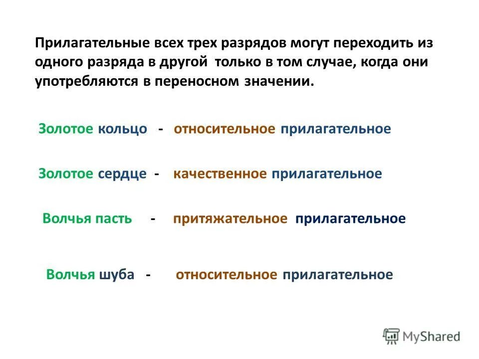 Прилагательные в переносном значении разряд. Относительные имена прилагательные.