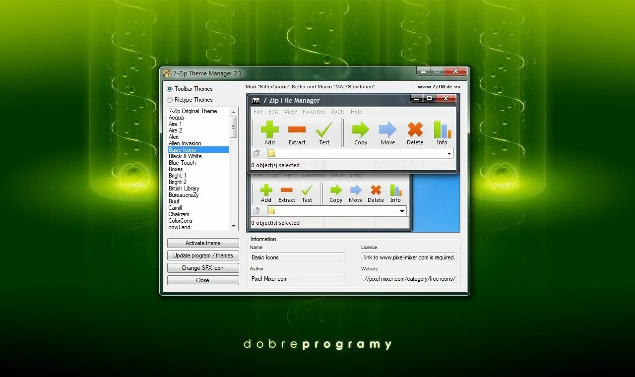 Themes manager. 7zip темы. 7zip для линукс. theme manager. 7-zip file manager.