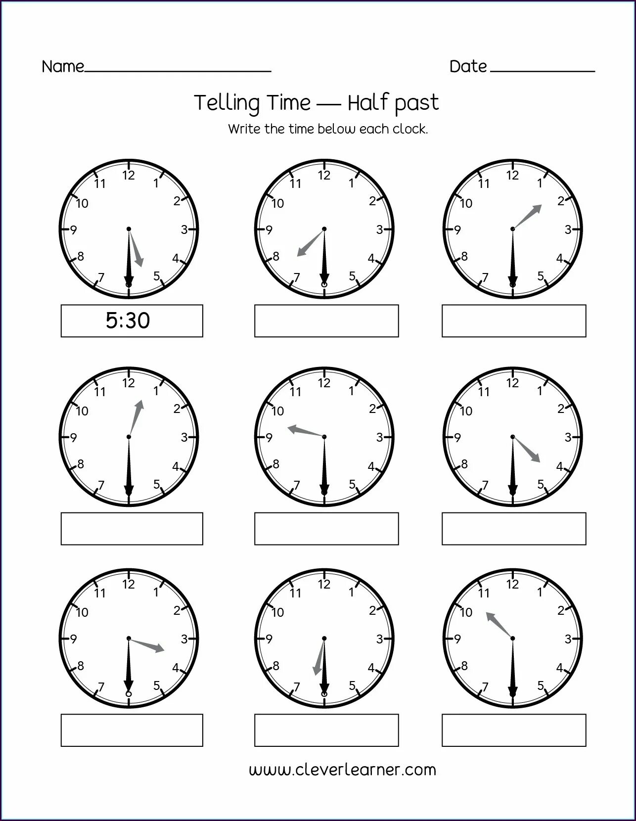 Telling the time worksheet