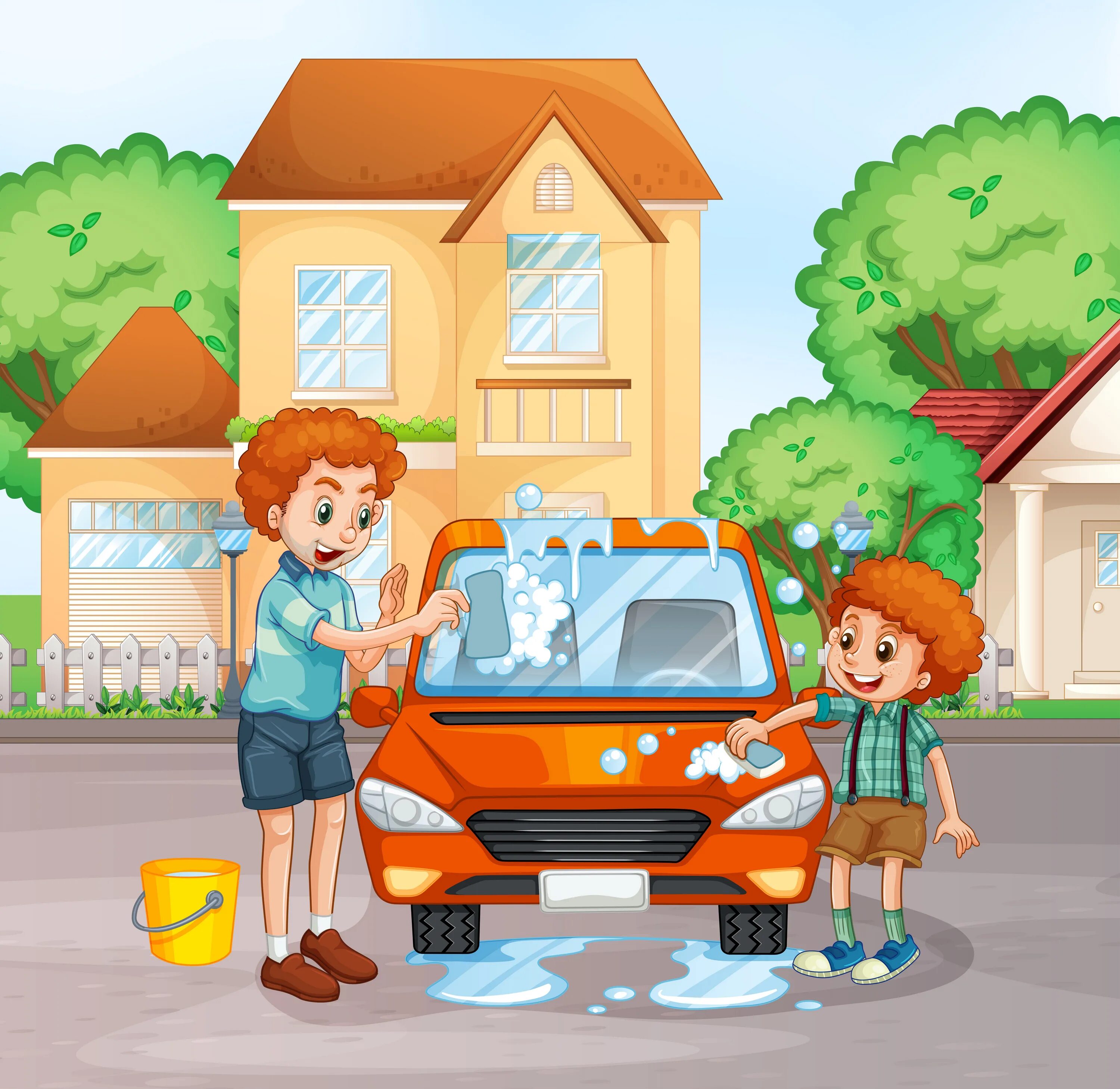 The car is being washed