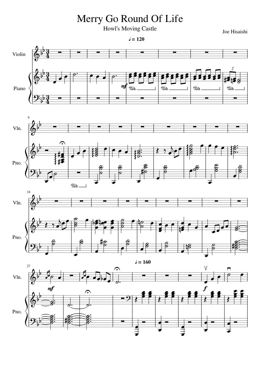 Merry goes round joe. Joe hisaishi merry-go-round ноты для скрипки. merry go round of life ноты для фортепиано и скрипки. joe hisaishi merry-go-round ноты для фортепиано.