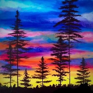 Пейзажи акрилом поэтапно