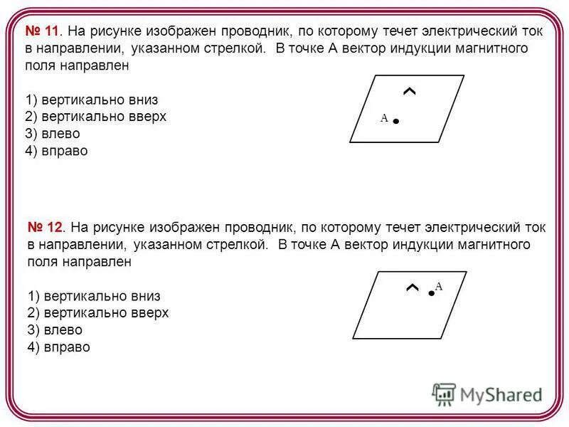 На рисунке 6 изображен проводник с током