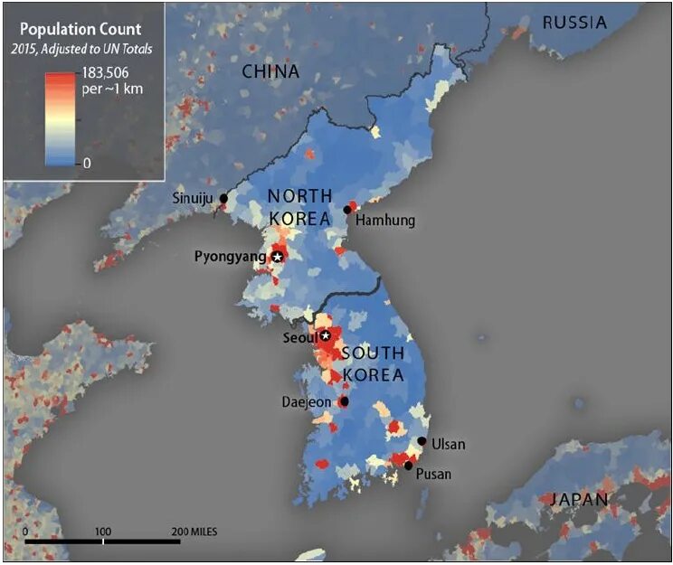 Население северной кореи на 2023 численность населения. Плотность населения Кореи. Плотность населения Южной Кореи. Республика Корея плотность населения. Карта плотности населения Кореи.