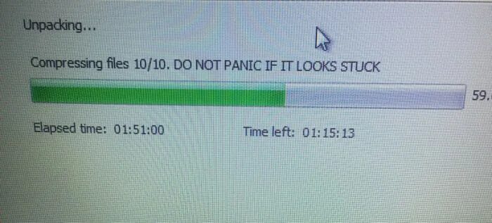 Do not panic if it look. Do not panic if it looks stuck при установке. Do not panic if it look. Compressing files. Ошибка sim.