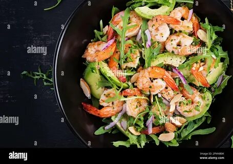 Постный салат с креветками