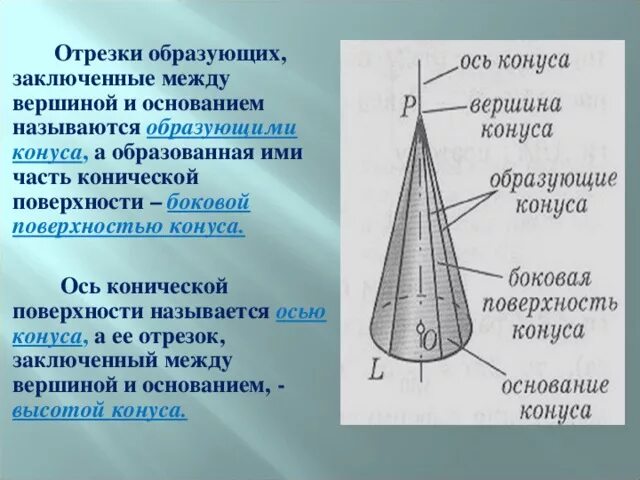 Сколько образующих можно провести. Образующие конической поверхности. Ось конической поверхности конуса это. Вершина конической поверхности это. Образующие конуса это отрезки.