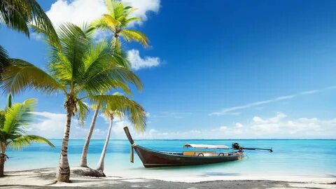 ...sea, boat #Thailand #Beach #Palms #Trees #Sea #Boat #4K #wallpaper #hdwa...