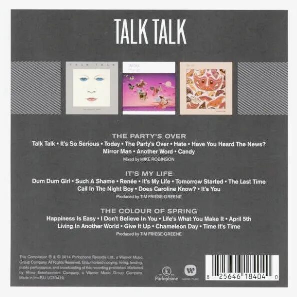 Talk this talk. The triple album collection. talk talk the collection. talk talk the party&#039;s over 1982. talk talk the colour of spring.