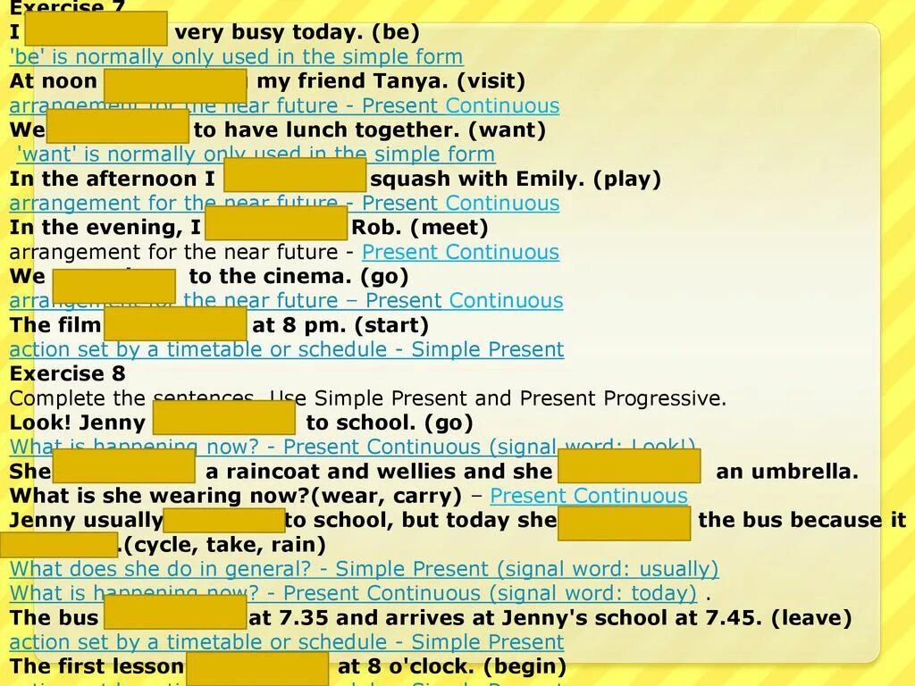 He usually go to work by bus. Предложения с be busy. Wear в презент Симпл. Carry в презент Симпл. Carry в present Continuous.
