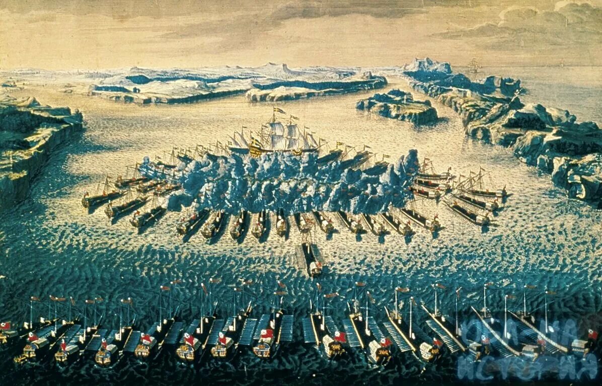 Гангутское сражение 1714 г. Гангутское Морское сражение 1714. 7 Августа 1714 — Гангутское сражение.. Победа Петра 1 у мыса Гангут.