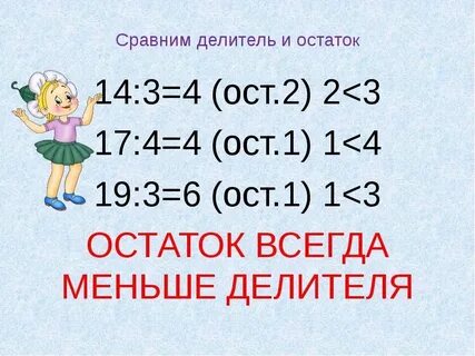 Деление с остатком конспект урока 6 класс