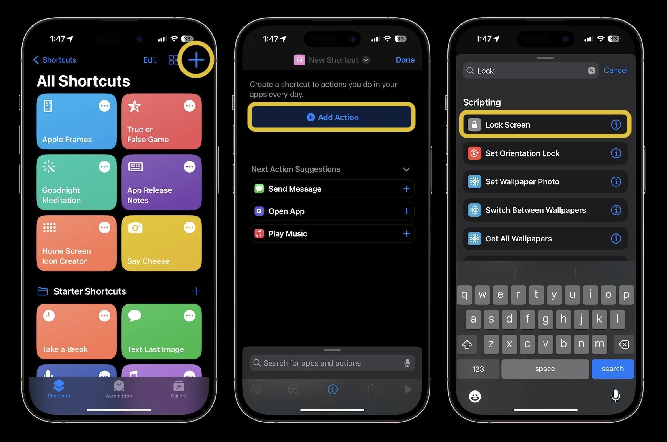 Screen shortcut