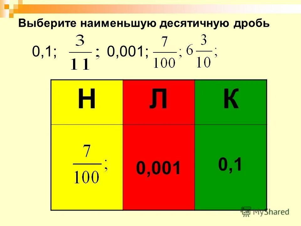 Выразите десятичной дробью 0 7