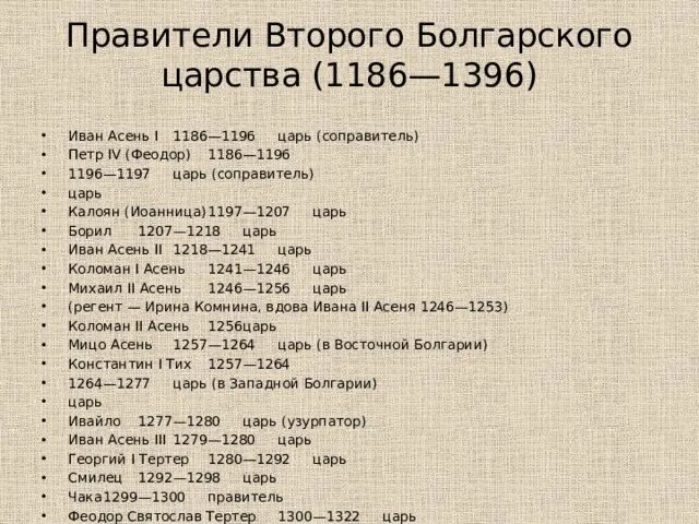 Болгарские правители. Болгарские правители