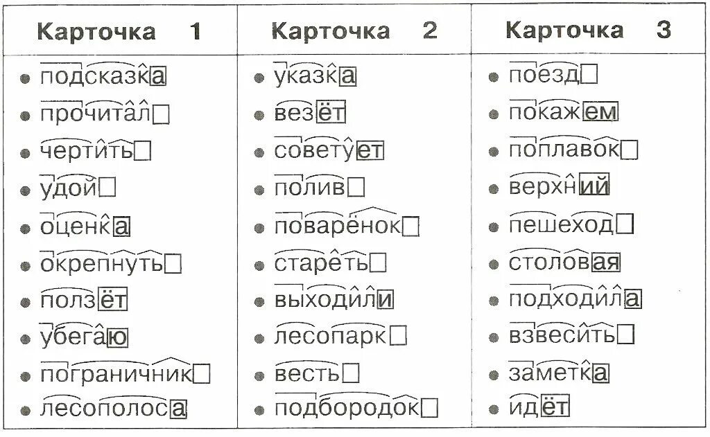 Морфемный разбор слов 2 класс задания