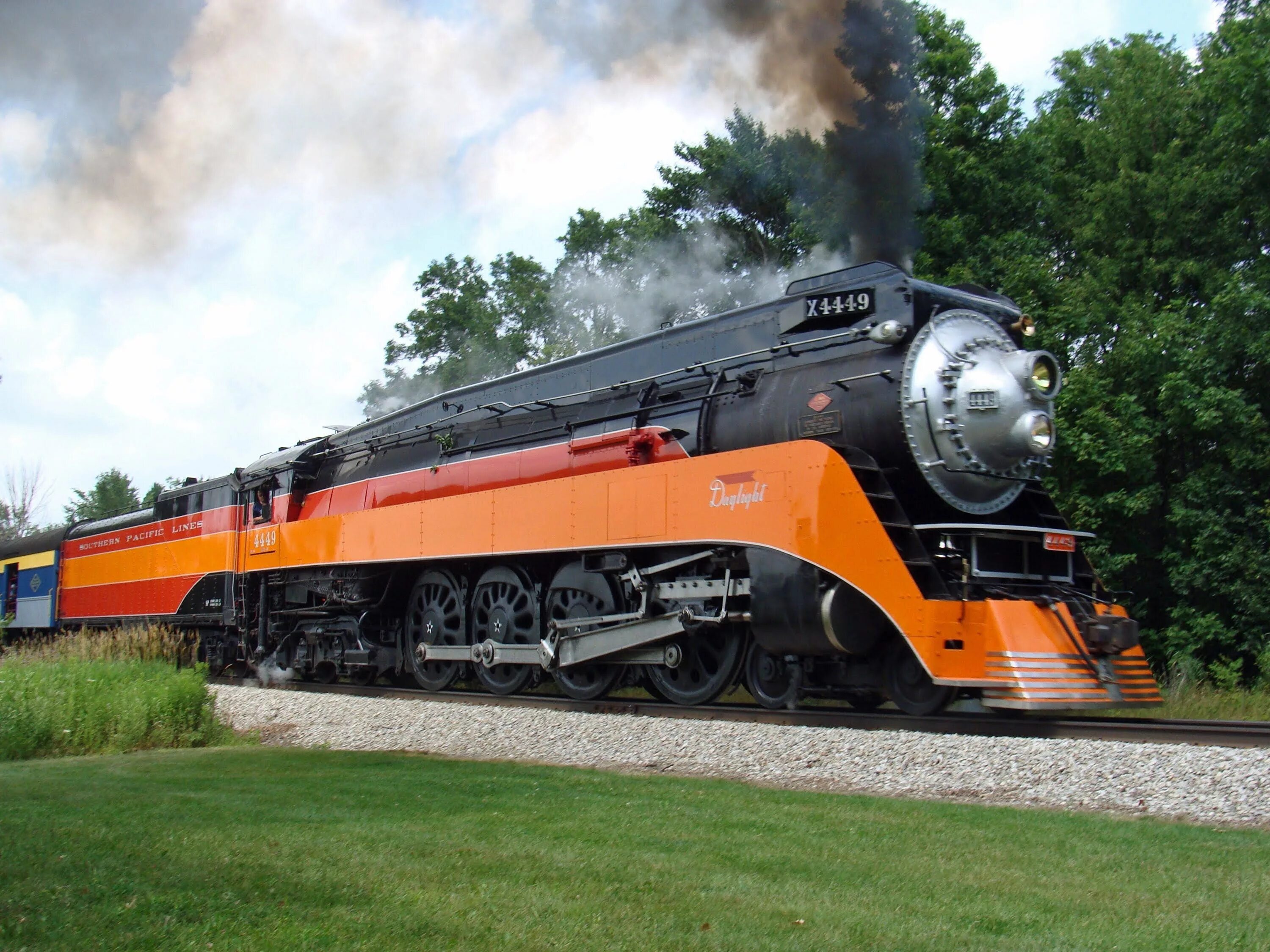 Паровоз Southern Pacific 4449. Паровоз SP 4449. Southern Pacific 4449 и поезд. Southern Pacific Daylight 4449.