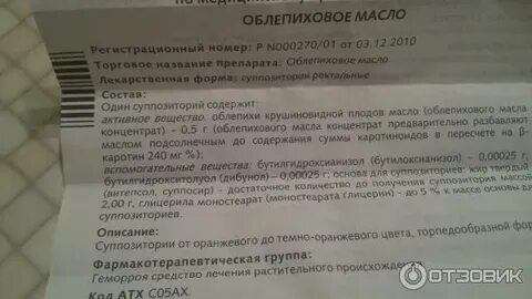 Облепиховые свечи инструкция по применению