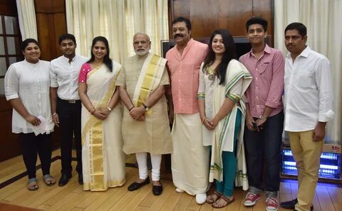 Shri Suresh Gopi, MP (Rajya Sabha) along with family members, calls on PM.