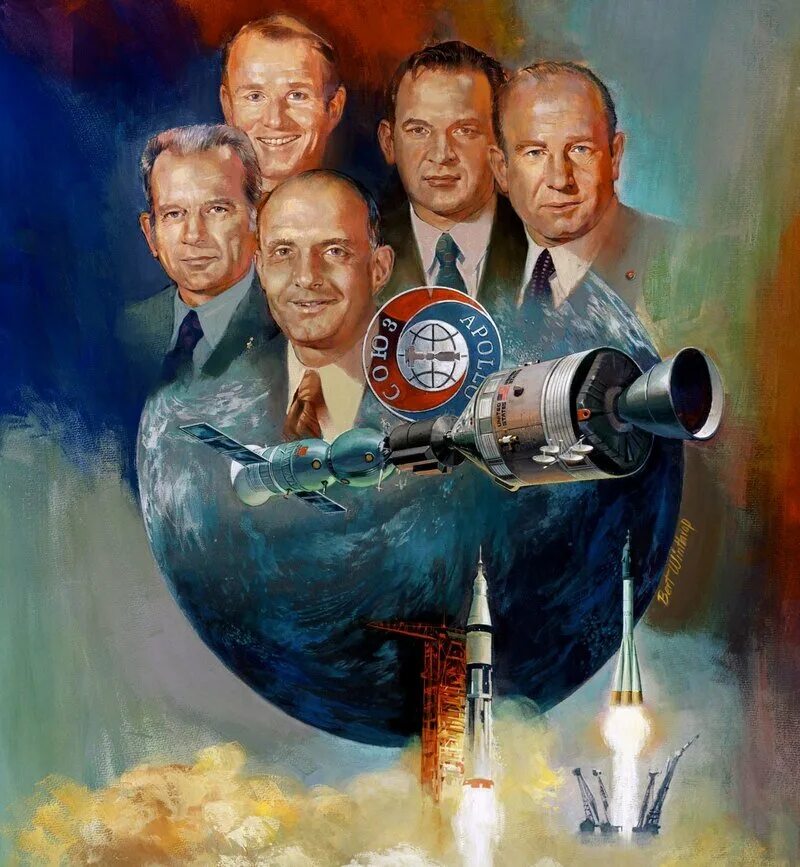 Картины алексея леонова космонавта. Картины Леонова Космонавта. Союз Аполлон 1975.
