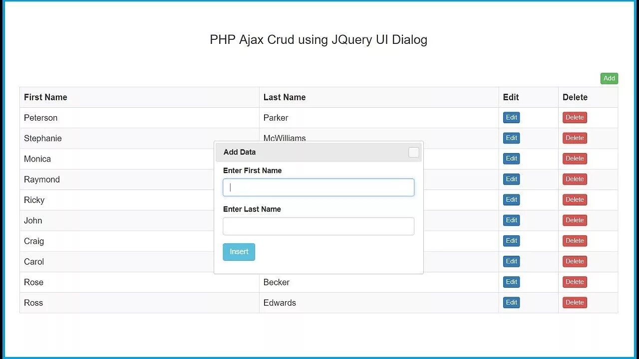 Jquery add. CRUD тестирование. CRUD форма. JQUERY UI dialog. CRUD схема.