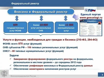 Формирования и ведения реестров государственных услуг