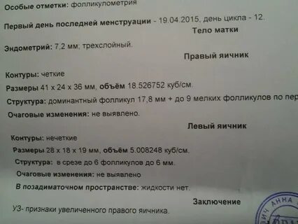 Яичники по дням цикла норма