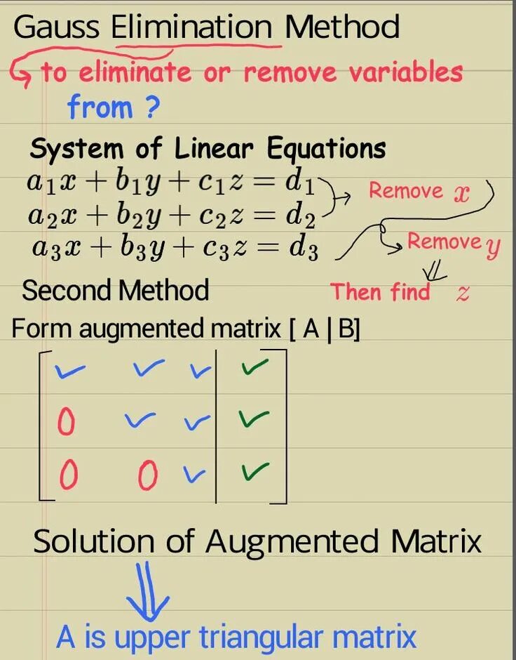 Elimination method. Gauss elimination. gauss elimination method. gaussian elimination method. elimination matrix.