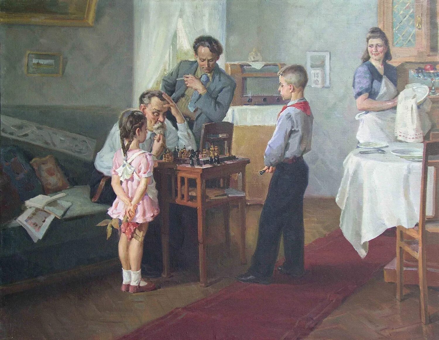 А.Солодовников "Юный шахматист" (1951). Советское время кратко