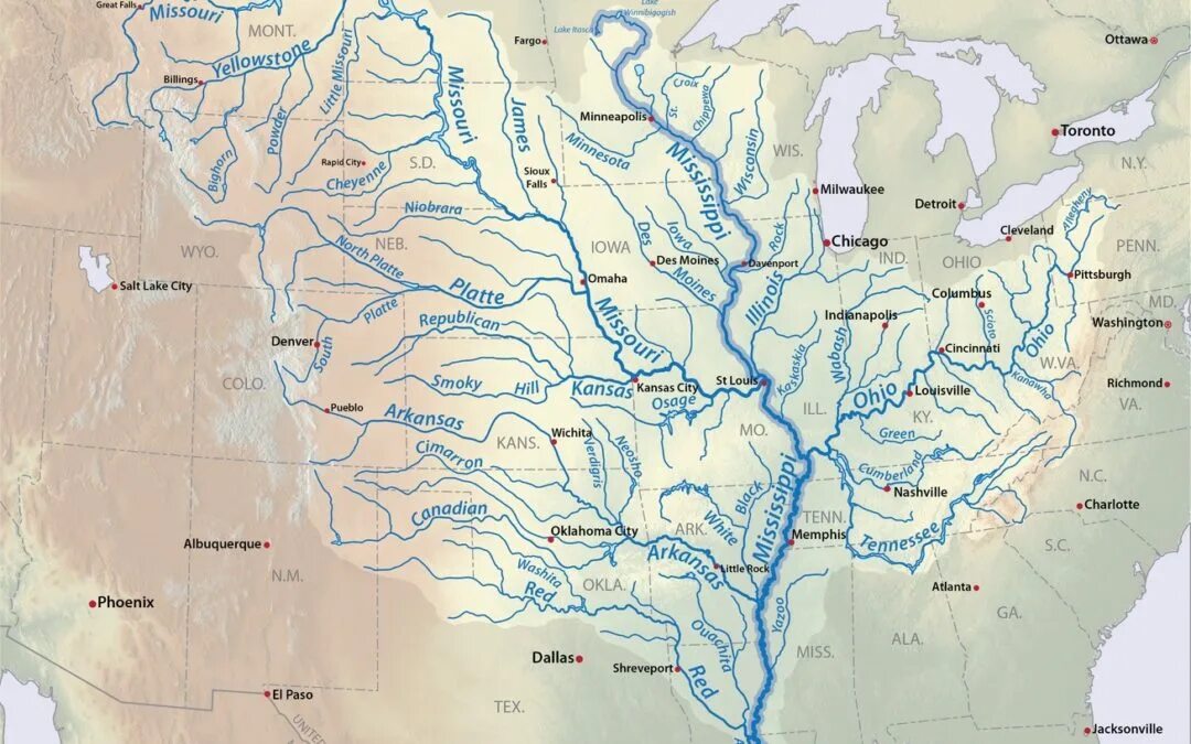 Миссури в какой океан впадает. Река Миссисипи и Миссури на карте. Река Миссури впадает в Миссисипи. Река Миссури на карте Северной Америки. Река Миссисипи с Миссури.