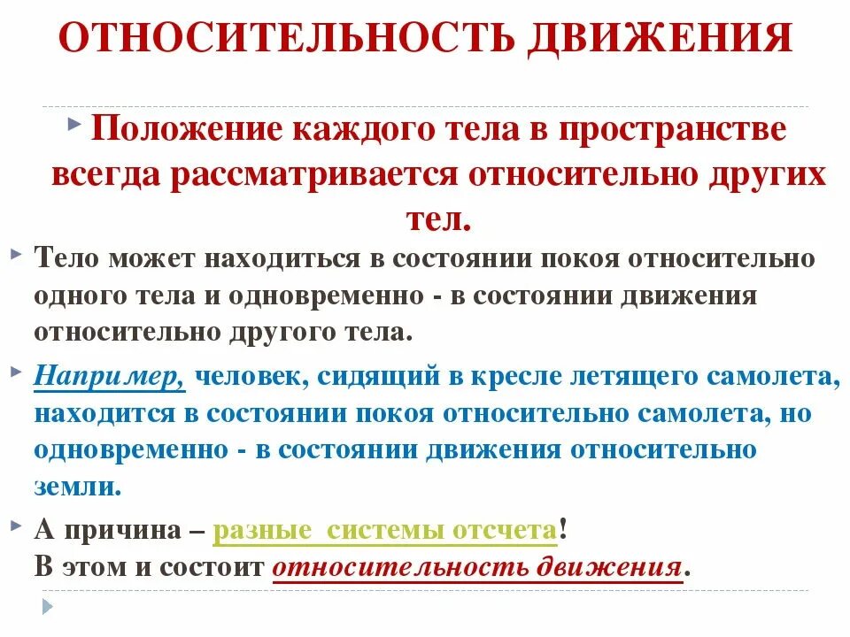 Относительность движения конспект