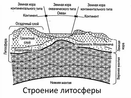 Строение материковых и океанических литосферных плит одинаково