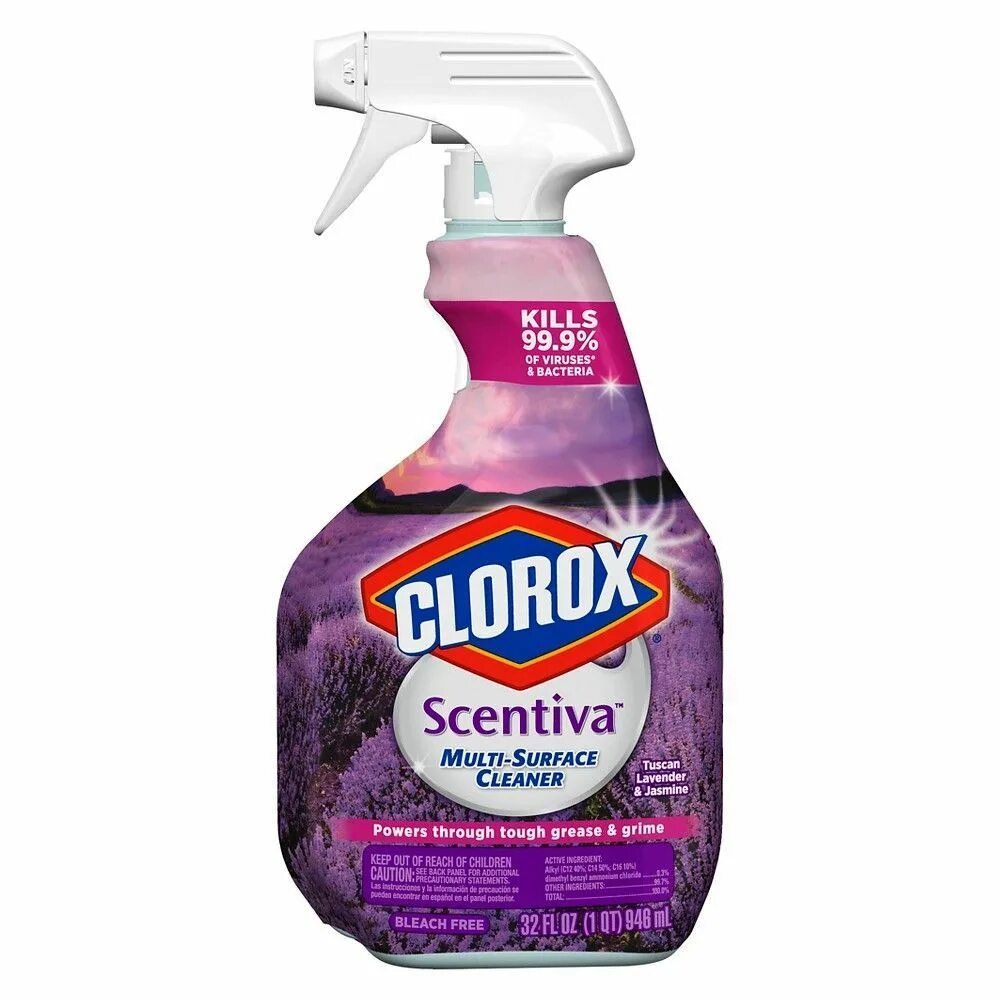 Clean surfaces. Scentiva Clorox. Clorox Scentiva Disinfecting Spray. Spray Multi-surface Cleaner". Papilion Multi surface Cleaner Lavender.
