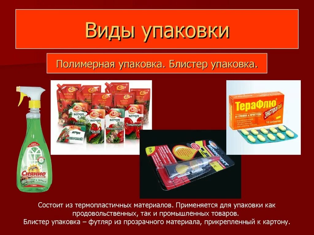 Группы и виды упаковки