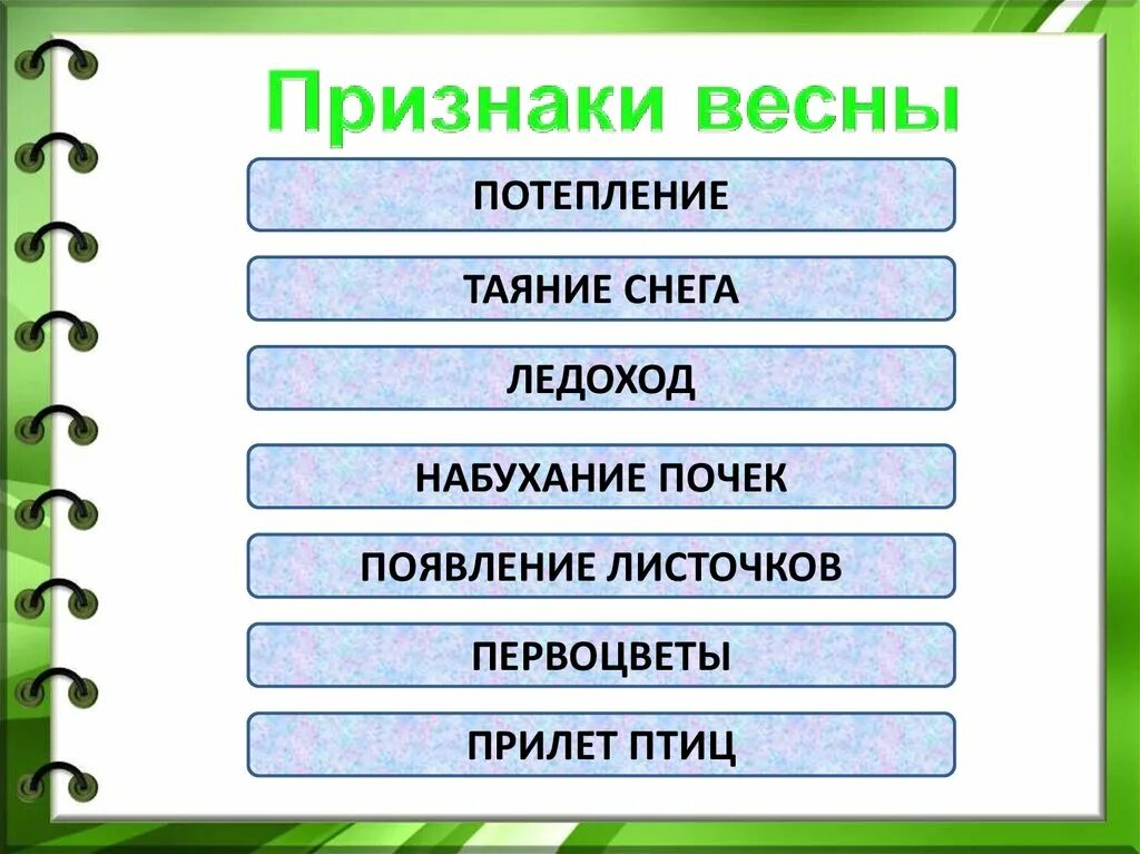 И т д к признакам. Признаки весны. Признаки весны 2 класс. Признаки наступления весны. 5 Признаков весны для дошкольников.