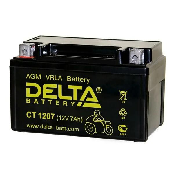 Dt 12v 7ah. Аккумулятор Delta CT 1207.2. Аккумулятор для скутера Delta 7ah. Дельта аккумулятор 12v 7ah. АКБ для скутера 12v Дельта.