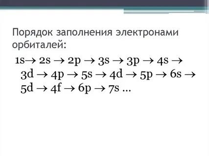 Порядок заполнения орбиталей