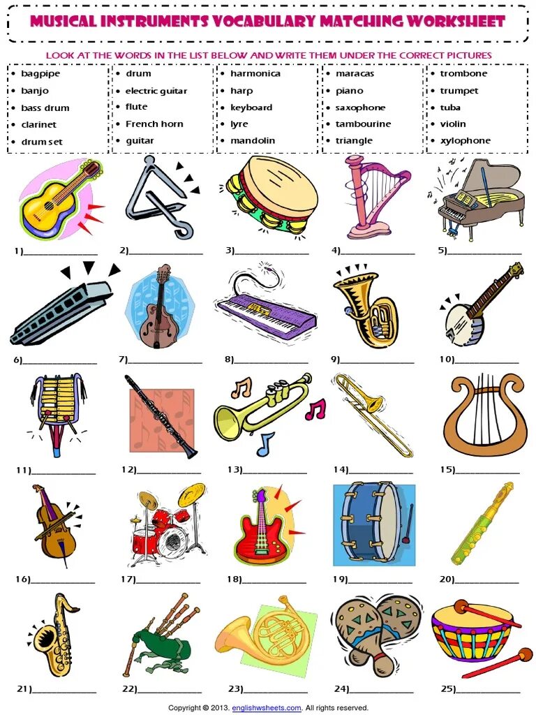 Instruments in english