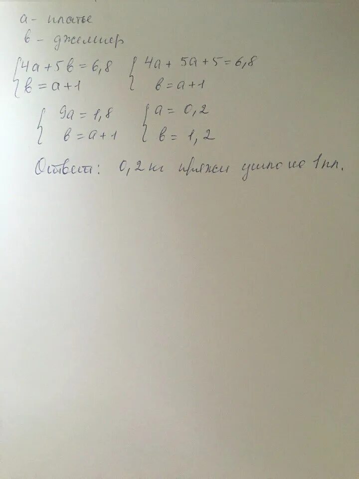 На 4 платья и 5 джемперов израсходовали. На 4 платья и 5 джемперов. На 4 платья и 5 джемперов израсходовали 6.8 кг. На 4 платья и 5 джемперов израсходовали 6.8. На 4 платья и 5 джемперов израсходовали 6.8 пряжи.